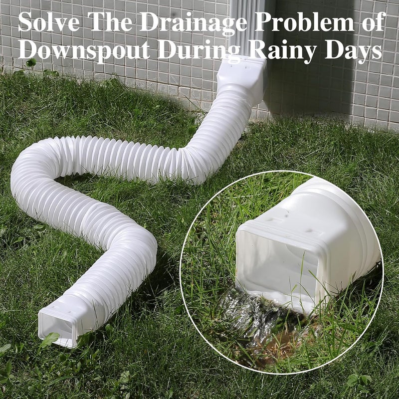 Gutterlix 1 Pack Flexible Gutter Downspout Extensions Extendable from 21" to 67", Downspout Extender Comes with Adapters, Thickened Down spout Drain Extension for Rainwater Drainage(White) - Image 4